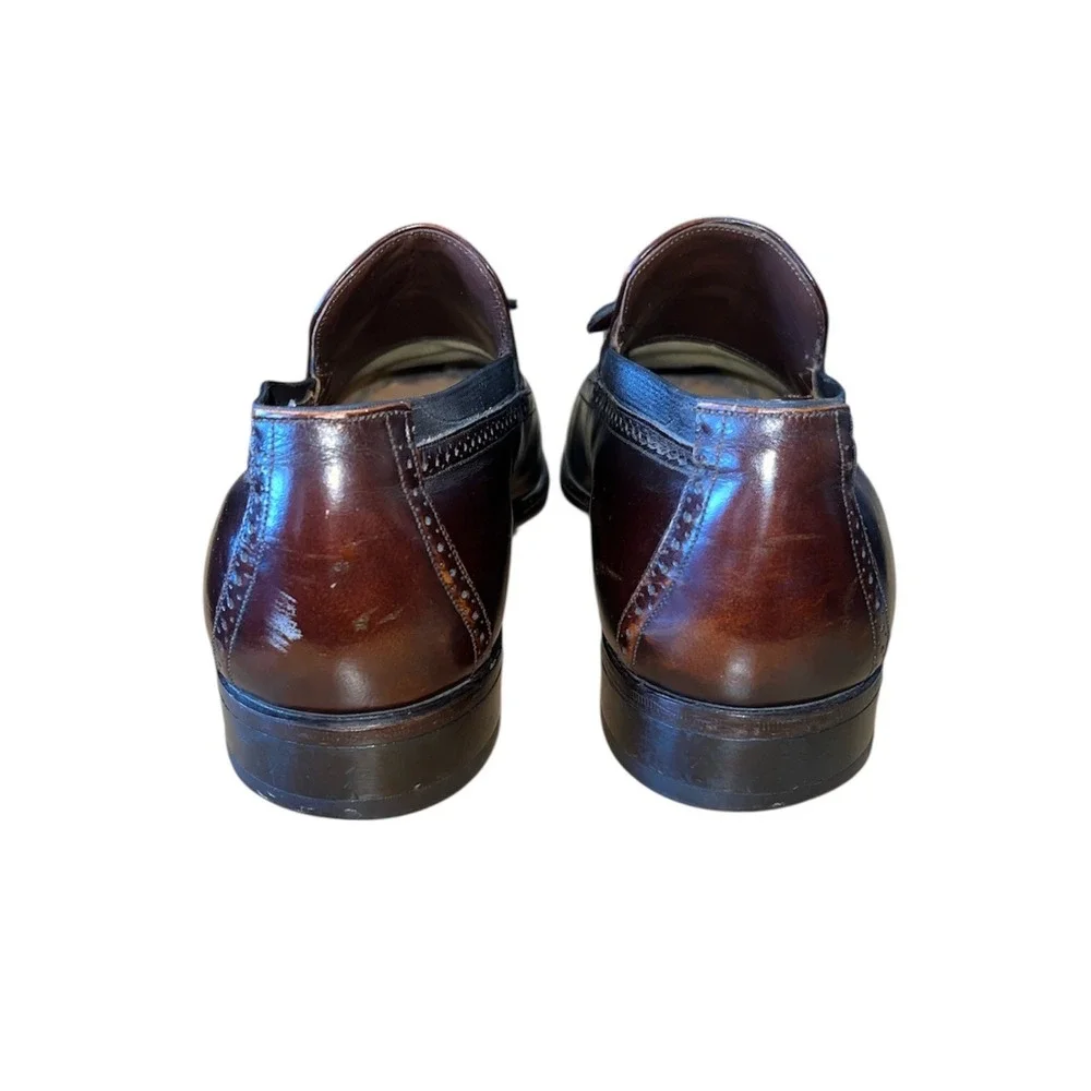 Johnston & Murphy Tassel Loafers Mens Size 10 Burgundy Leather Wingtip Brogue